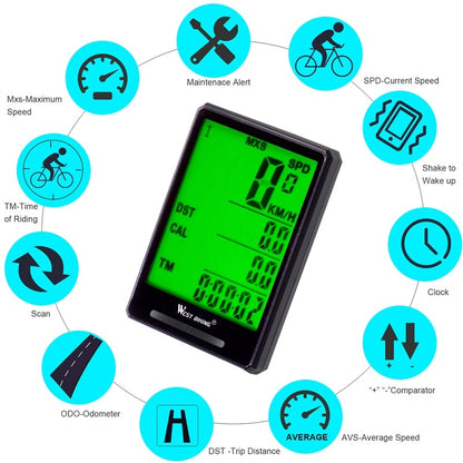 WEST BIKING 4 Type Bike Computer 2.8" Speedometer Odometer Rainproof Cycling Measurable Temperature Stopwatch Bicycle Computer