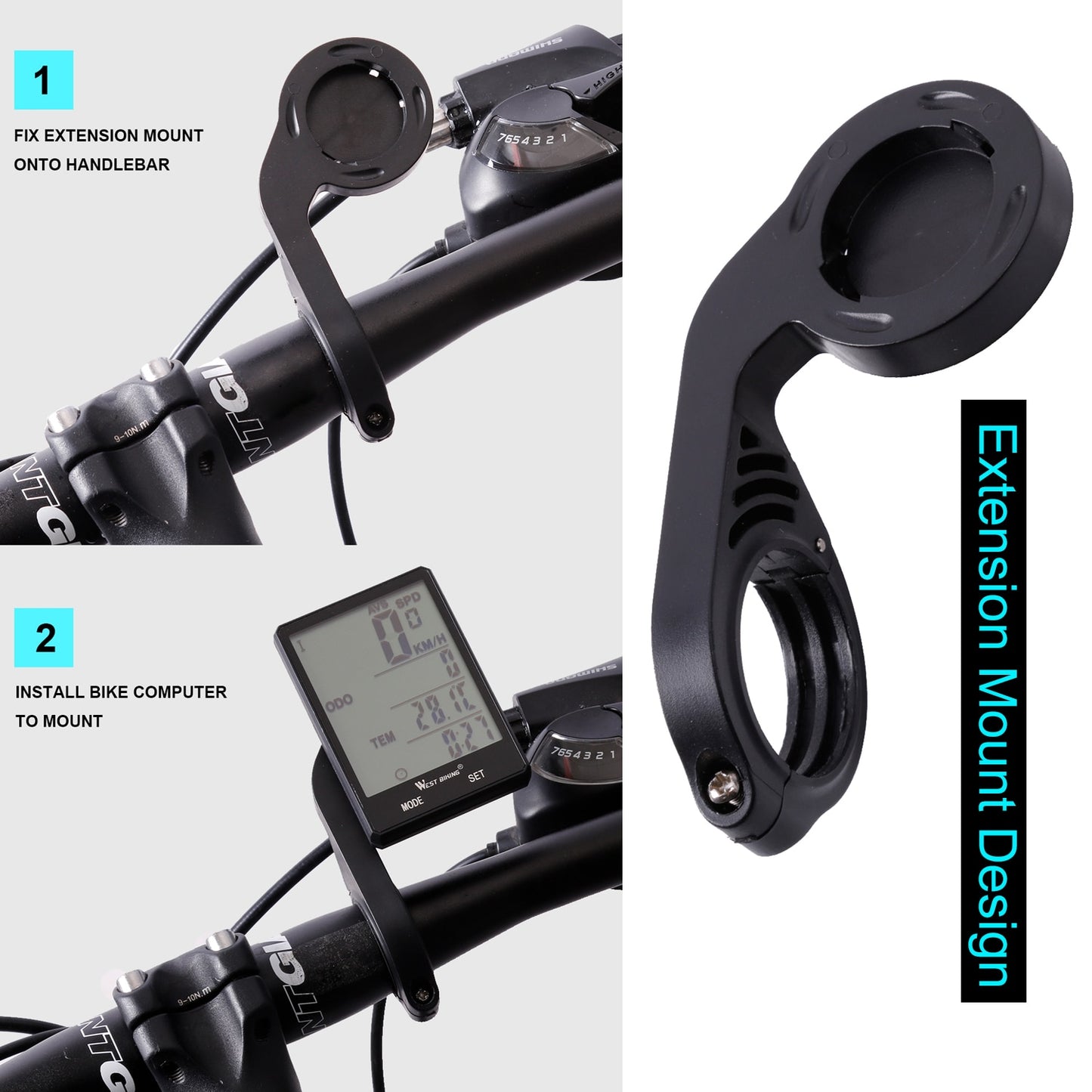 WEST BIKING 4 Type Bike Computer 2.8" Speedometer Odometer Rainproof Cycling Measurable Temperature Stopwatch Bicycle Computer