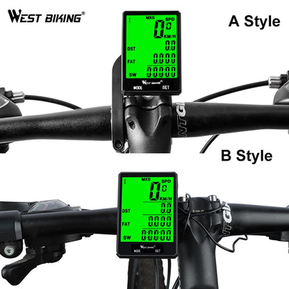 WEST BIKING 4 Type Bike Computer 2.8" Speedometer Odometer Rainproof Cycling Measurable Temperature Stopwatch Bicycle Computer