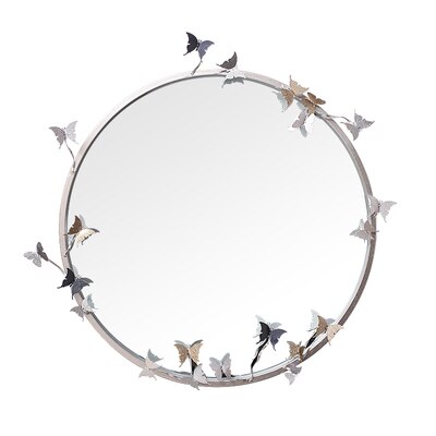 WU CHEN LONG Modern Resin Embossed Butterfly Mirror Wall Hanging Bathroom Mirror Wall Decor Crafts Home Makeup Wall Mural R5636