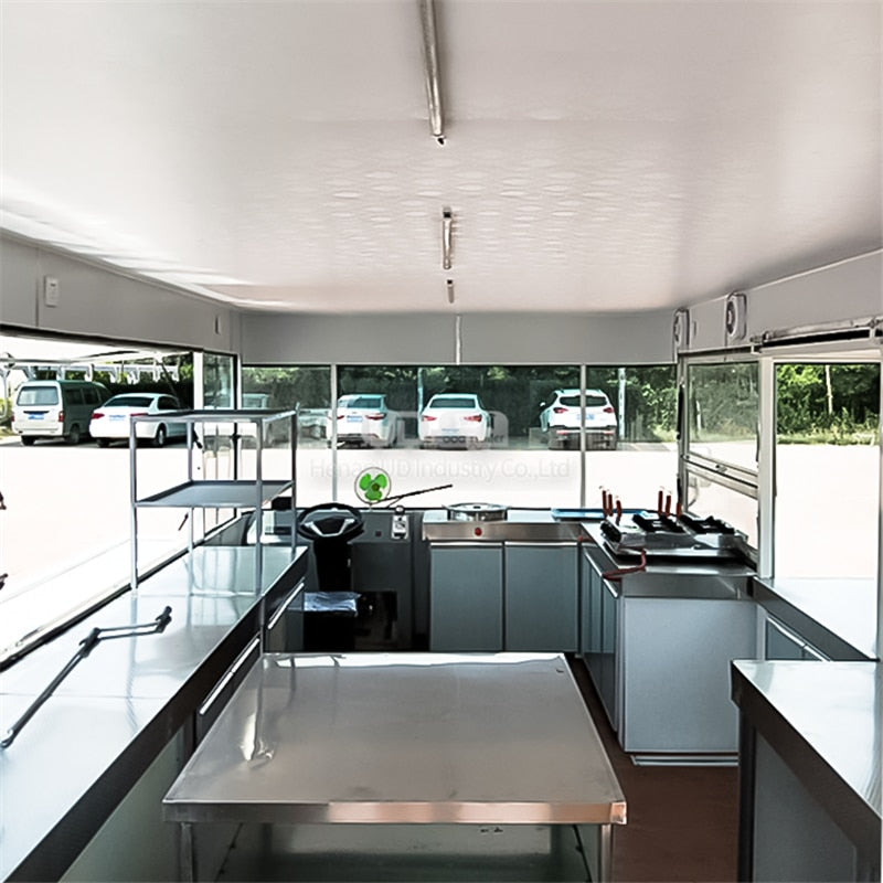 Waffle House Electric Food Truck Pizza Taco Halal Kitchen Hot Dog Cart with Grill