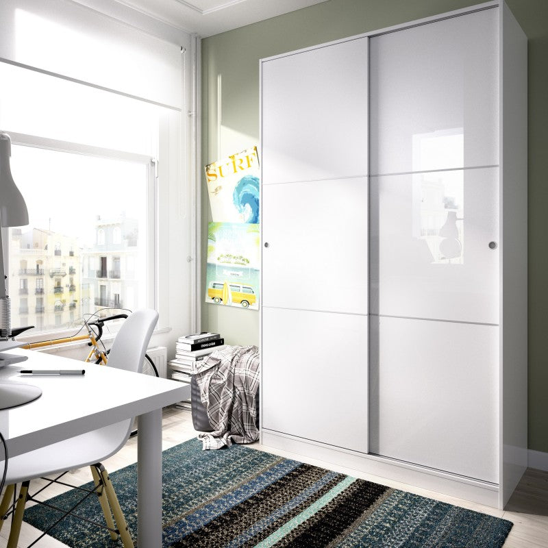 Wardrobe sliding doors model SLIDE COLOR white brightness 120Cm AEKIT cheap home bedroom furniture