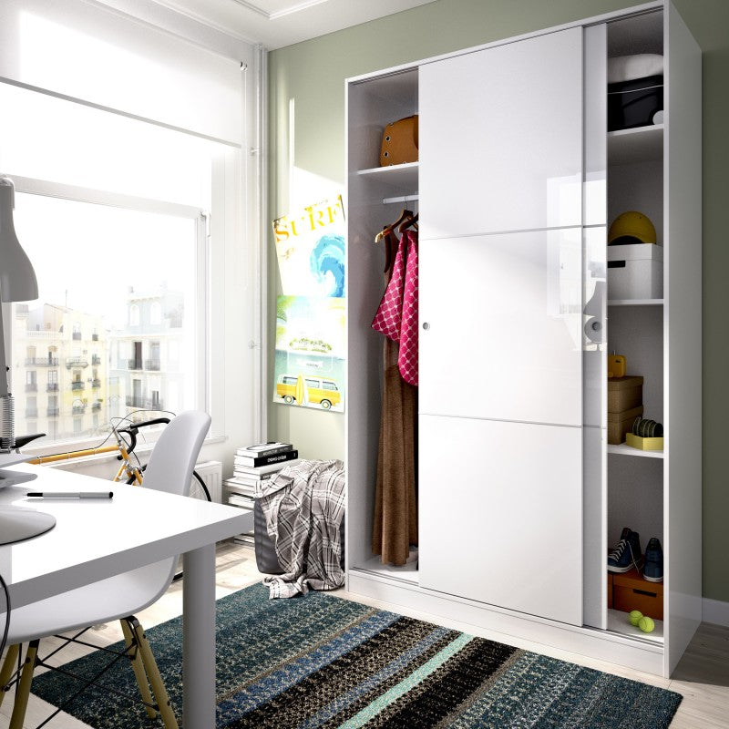 Wardrobe sliding doors model SLIDE COLOR white brightness 120Cm AEKIT cheap home bedroom furniture