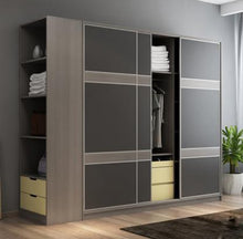 Load image into Gallery viewer, Wardrobe storage large capacity fashion wardrobe double hanging assembly cabinet reinforcement sliding wooden closet furniture
