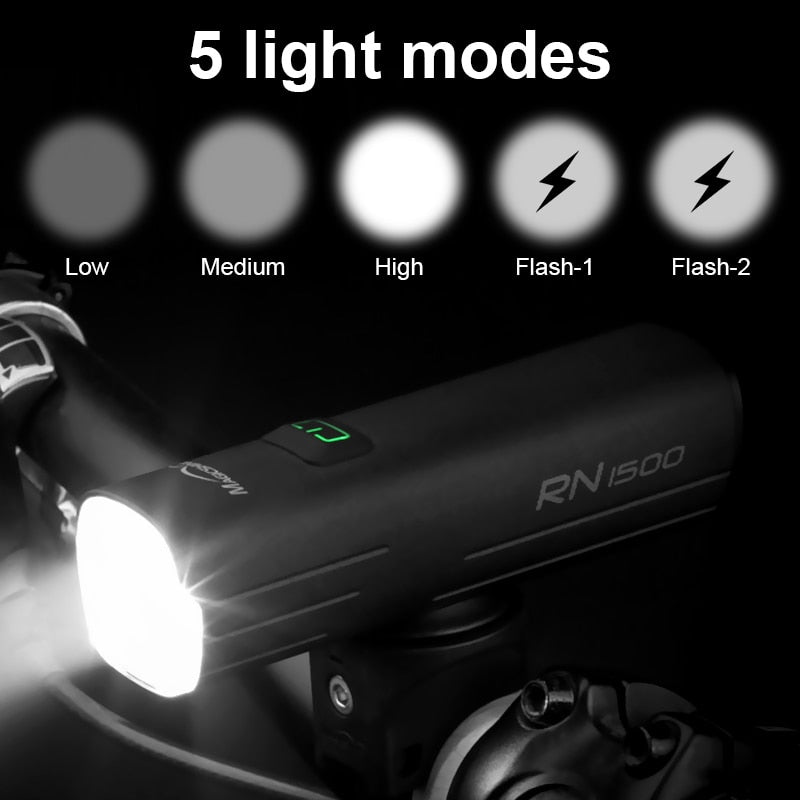 WasaFire RN1500 Bicycle Headlight Mountain Bike Road Bike Bright Light Flashlight Waterproof 1200 Lumens Cycling Lighting Tool