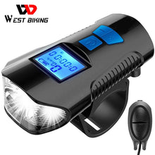 Charger l&#39;image dans la galerie, Waterproof Bicycle Light USB Rechargeable Bike Front Light Flashlight with Bike Computer LCD Speedometer Cycling Head Light Horn
