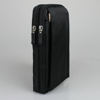 Waterproof Cellphone Nylon Pouch Belt Waist Bag Double Zip 3 Pocket Holster for huawei honor note 8 6.6 inch xiaomi Max 6.44"