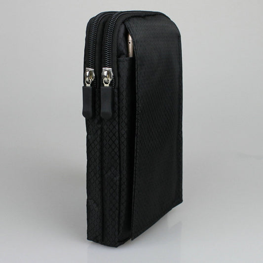 Waterproof Cellphone Nylon Pouch Belt Waist Bag Double Zip 3 Pocket Holster for huawei honor note 8 6.6 inch xiaomi Max 6.44"