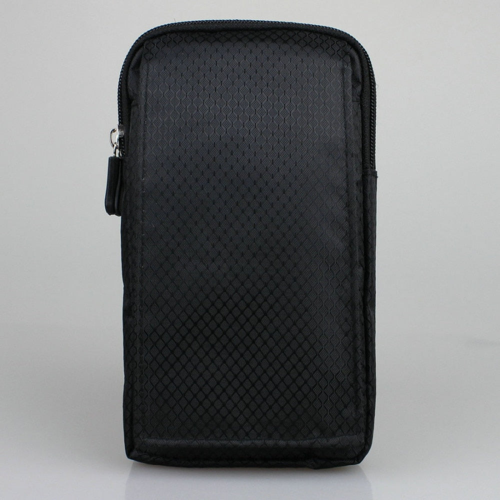 Waterproof Cellphone Nylon Pouch Belt Waist Bag Double Zip 3 Pocket Holster for huawei honor note 8 6.6 inch xiaomi Max 6.44"