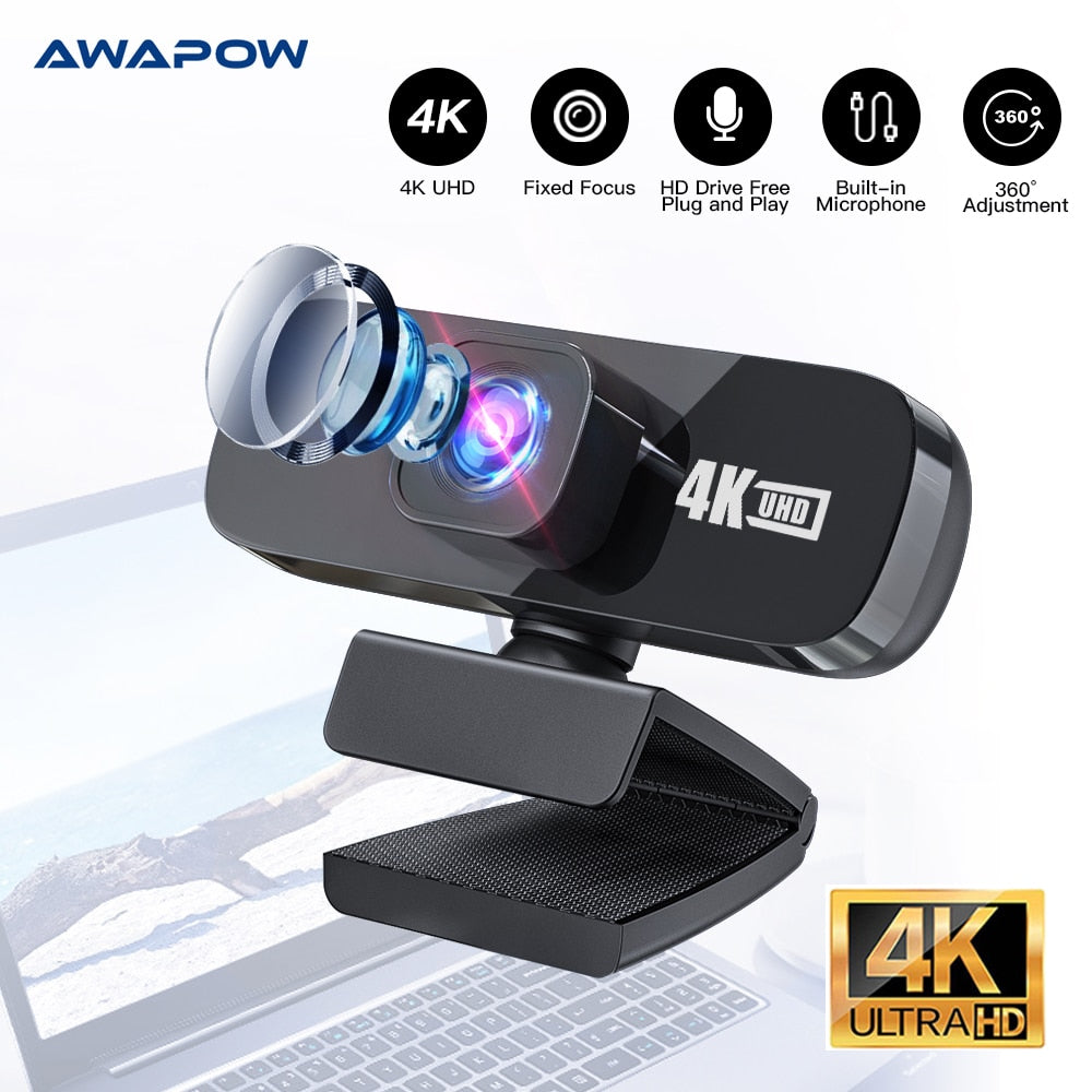 Webcam 4K Full HD 1080P 3840*2160 Web Cam With Microphone PC Computer USB Connection Webcam 2K For Laptop Desktop Video Calling