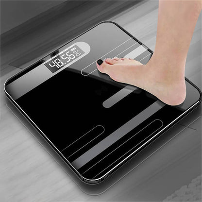 Weight Scale Bathroom Fat Glass Electronic Smart LCD Display Human Body Weighing Digital Major Display Shows Weather Temperature