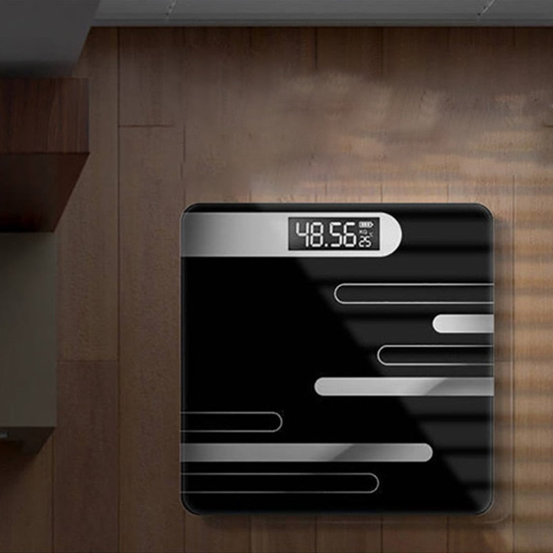 Weight Scale Bathroom Fat Glass Electronic Smart LCD Display Human Body Weighing Digital Major Display Shows Weather Temperature