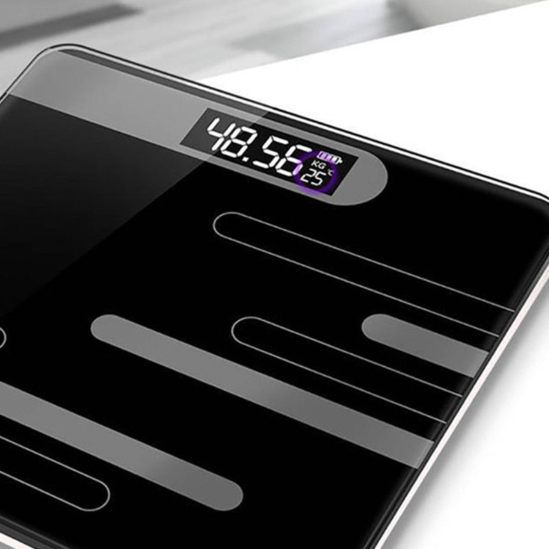 Weight Scale Bathroom Fat Glass Electronic Smart LCD Display Human Body Weighing Digital Major Display Shows Weather Temperature