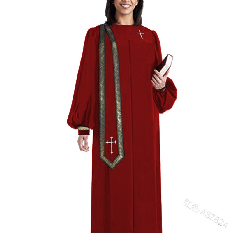 Wepbel Cos Performance Dress Plus Size Long Sleeve Robe Halloween Women Dress Christian Choir Robe Dress Medieval Costume