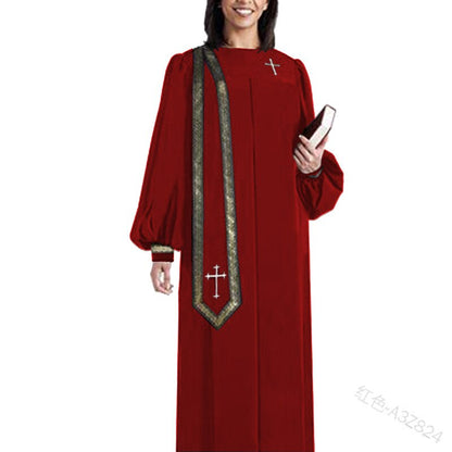 Wepbel Cos Performance Dress Plus Size Long Sleeve Robe Halloween Women Dress Christian Choir Robe Dress Medieval Costume