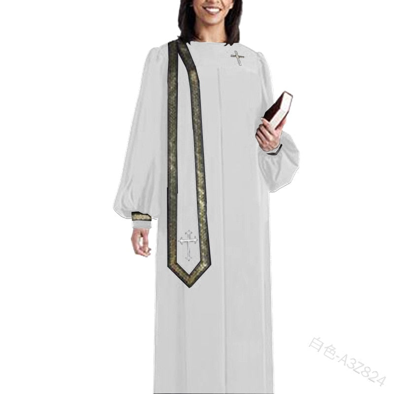 Wepbel Cos Performance Dress Plus Size Long Sleeve Robe Halloween Women Dress Christian Choir Robe Dress Medieval Costume