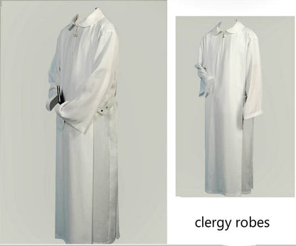 White Christian Clergy Robe Priest Chasuble Catholic Toga Deacon Disfrases Para Iglesia Priest White Gown Church Utensils