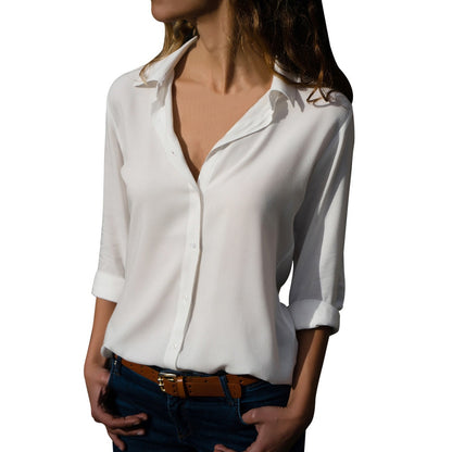 White Shirts Women OL Work Wear Plain Tops Casual Loose 2021 Long Sleeve Blouses Lady All-match Elegant Vintage Blusas