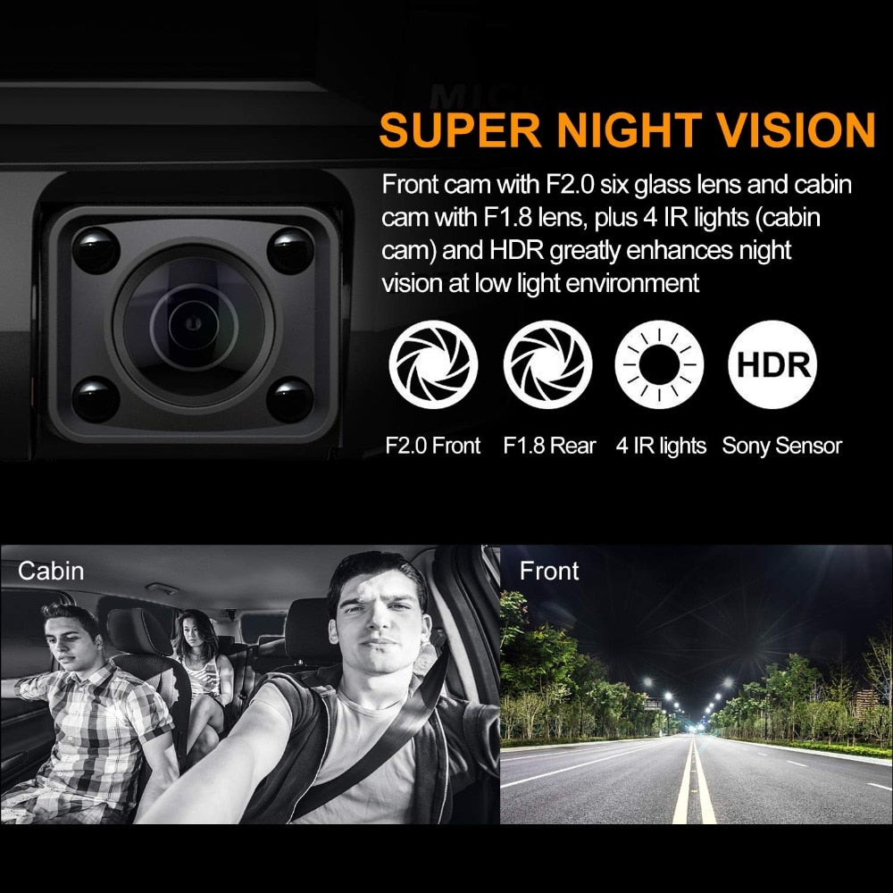 WiFi upgrade front and rear dual camera 4K 1080p full HD Wi-Fi super wide angle LCD screen car, Uber, taxi sprint video recorder