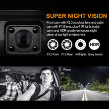 Load image into Gallery viewer, WiFi upgrade front and rear dual camera 4K 1080p full HD Wi-Fi super wide angle LCD screen car, Uber, taxi sprint video recorder
