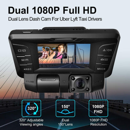 WiFi upgrade front and rear dual camera 4K 1080p full HD Wi-Fi super wide angle LCD screen car, Uber, taxi sprint video recorder