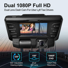 Load image into Gallery viewer, WiFi upgrade front and rear dual camera 4K 1080p full HD Wi-Fi super wide angle LCD screen car, Uber, taxi sprint video recorder
