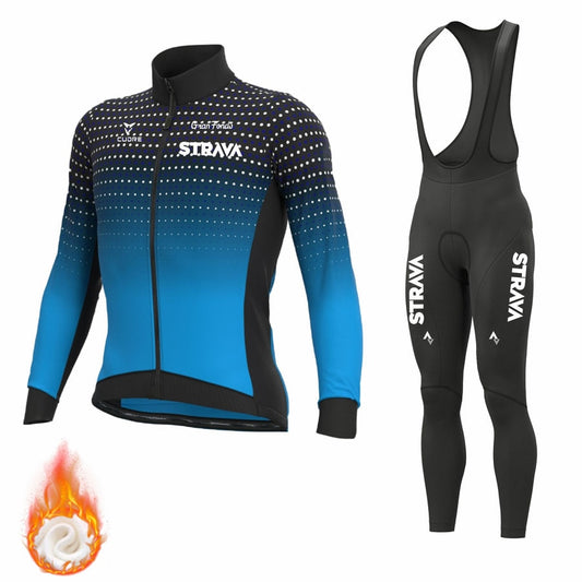 Winter Thermal Fleece STRAVA Cycling Jersey Set Racing Bike Cycling Suit Mountian Bicycle Cycling Clothing Ropa Ciclismo Bicycle