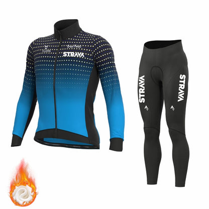 Winter Thermal Fleece STRAVA Cycling Jersey Set Racing Bike Cycling Suit Mountian Bicycle Cycling Clothing Ropa Ciclismo Bicycle