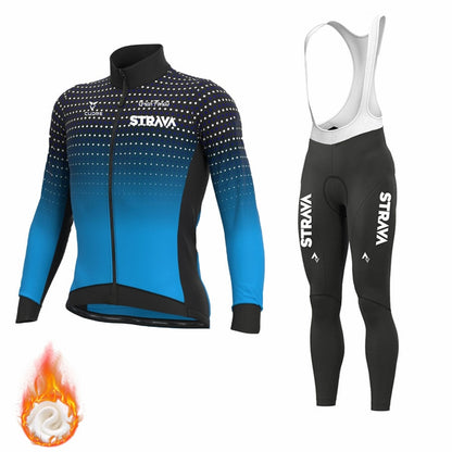Winter Thermal Fleece STRAVA Cycling Jersey Set Racing Bike Cycling Suit Mountian Bicycle Cycling Clothing Ropa Ciclismo Bicycle