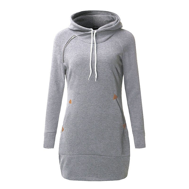 Winter Warm Women Casual Straight Short Hoodie Dress Long Sleeve Hooded Pockets 2018 Autumn Mini Fashion Red Black Party Dresses Femme