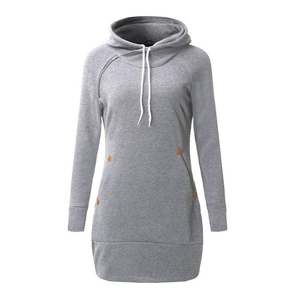 Winter Warm Women Casual Straight Short Hoodie Dress Long Sleeve Hooded Pockets 2018 Autumn Mini Fashion Red Black Party Dresses Femme