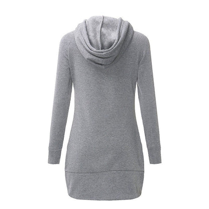 Winter Warm Women Casual Straight Short Hoodie Dress Long Sleeve Hooded Pockets 2018 Autumn Mini Fashion Red Black Party Dresses Femme