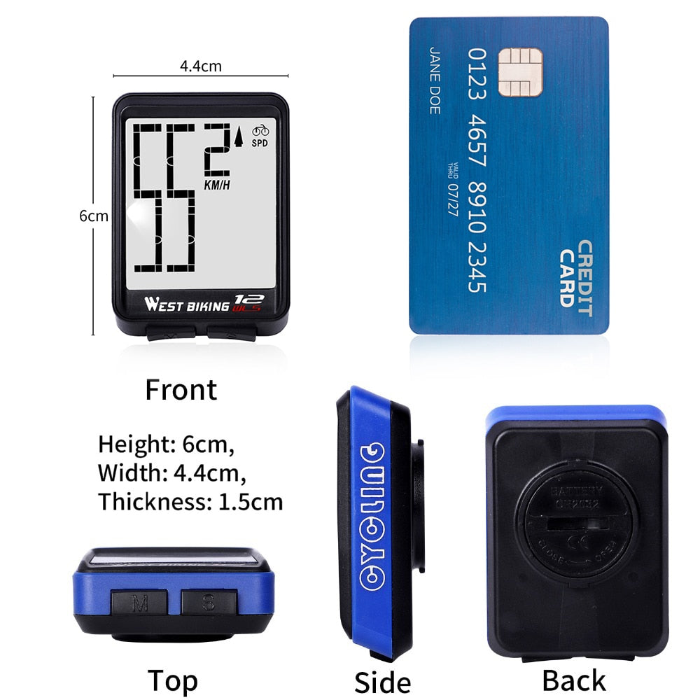 Wireless Bike Computer Bicycle Speedometer Waterproof LCD Stopwatch Backlight Automatic Wake-Up & Multi-Functions Distance, Time