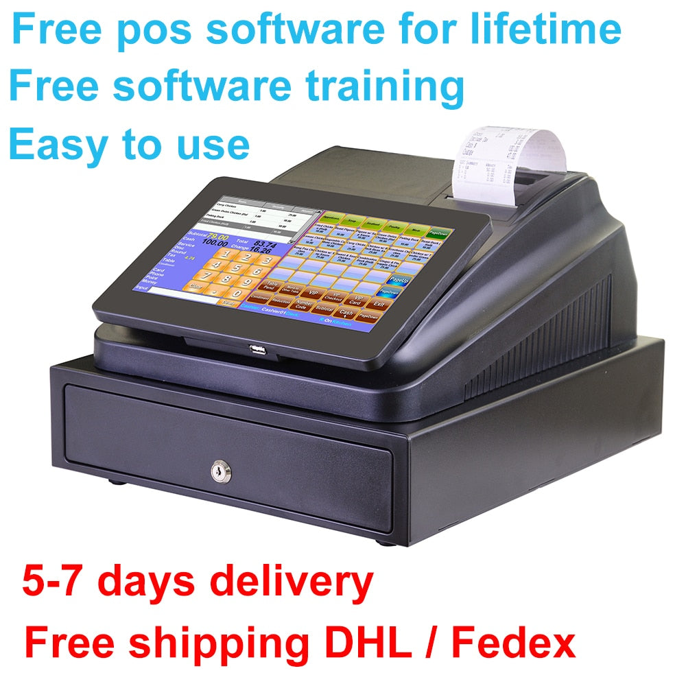 With Professional POS Software 10  inch Touch Screen POS System ECR Cash Register Machine For Restaurant Or Retail Store