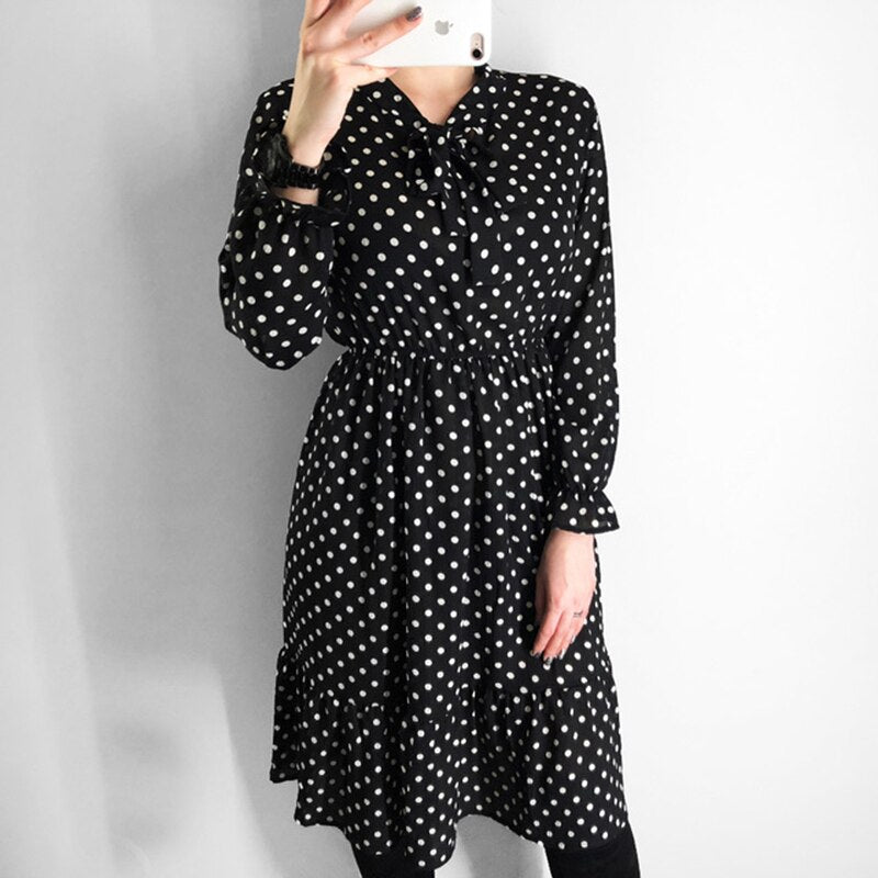 Wixra Chiffon Dress Stand Neck Floral Print Dress Ruffles Long Sleeve Elegant Dresses S XL For Women Spring Summer