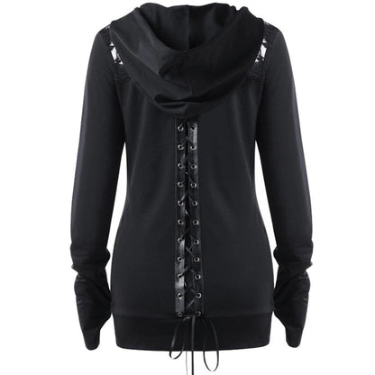 Womail Sweatshirts  Women's Hoodie Sweater Bandage Long Sleeve Casual Blouse Lace Up Back Zip Up Women's Hoodie Sweatshirt Dec18