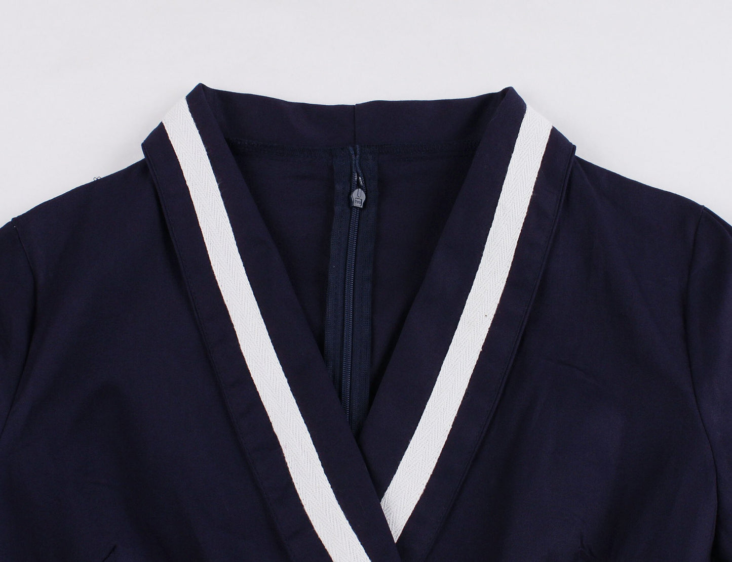 Women's 3/4 Quarter Sleeves Wrap Dress. Surplice v Neck Autumn Winter Dress Navy Sailor Dress Office Lady Work Vintage Dress