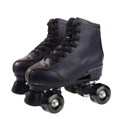 Women 6 Choice Pu Microfiber Roller Skates Skating Shoes Sliding Inline Quad Skates Sneakers Training Europe Size 2 Row 4 Wheels