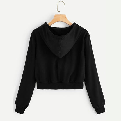 Women's Drawstring Hooded Long Sleeve Hoodie Sweater Zip Up Crop Casual Jacket Zipper Coat Outwear #L10
