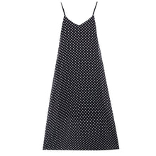 将图片加载到图库查看器，Women&#39;s Black Polka Dot Boho Dress Beach Wear Sleeveless Chiffon Strap Polka Dot Fashion Dress Ladies Long Maxi V-neck Beach Dress
