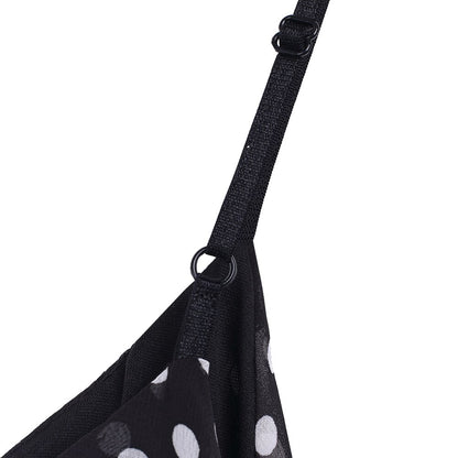 Women's Black Polka Dot Boho Dress Beach Wear Sleeveless Chiffon Strap Polka Dot Fashion Dress Ladies Long Maxi V-neck Beach Dress