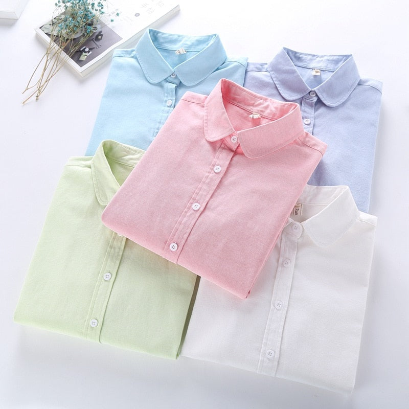 Women's Blouse 2018 New Casual BRAND Long Sleeved Cotton Oxford White Shirt Woman Office Shirts Excellent Quality Blusas Lady