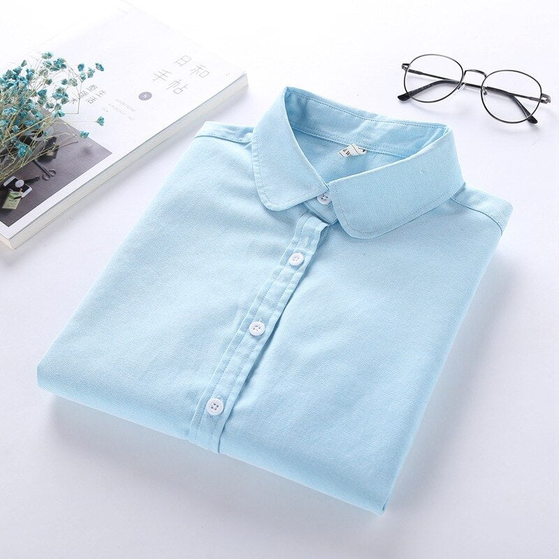 Women's Blouse 2018 New Casual BRAND Long Sleeved Cotton Oxford White Shirt Woman Office Shirts Excellent Quality Blusas Lady