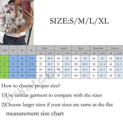 Women Blouses 2019 Fashion Long Sleeve Round Collar Office Shirt Floral Printed Shirt Casual Tops Plus Size XL Blusas Femininas