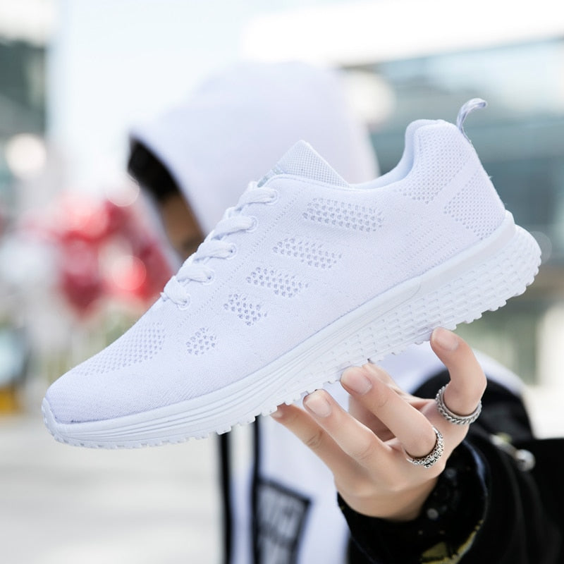 Women Casual Sport Shoes Fashion Men Running Shoes Weave Air Mesh Sneakers Black White Non Slip Footwear Breathable Jogging