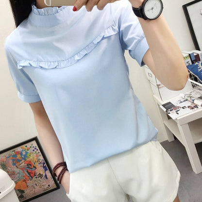 Women's Chiffon Blouse Spring Summer Elegant O Neck Ladies Office Shirts Korean Fashion Casual Slim Tops Solid Color