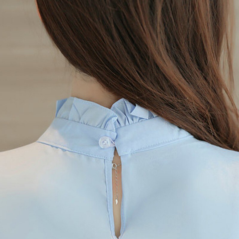 Women's Chiffon Blouse Spring Summer Elegant O Neck Ladies Office Shirts Korean Fashion Casual Slim Tops Solid Color