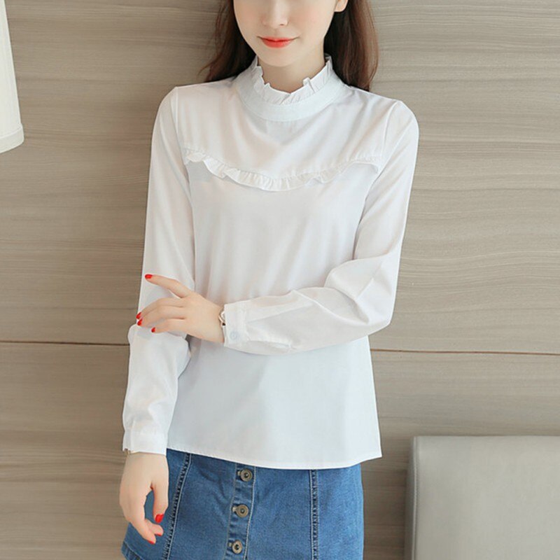 Women's Chiffon Blouse Spring Summer Elegant O Neck Ladies Office Shirts Korean Fashion Casual Slim Tops Solid Color