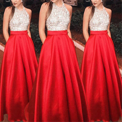 Women Formal Long Maxi Dress Elegant Woman Ethnic Style Stitching Evening Party Ball Prom Gown Sequins Dress 2019 New Dresses