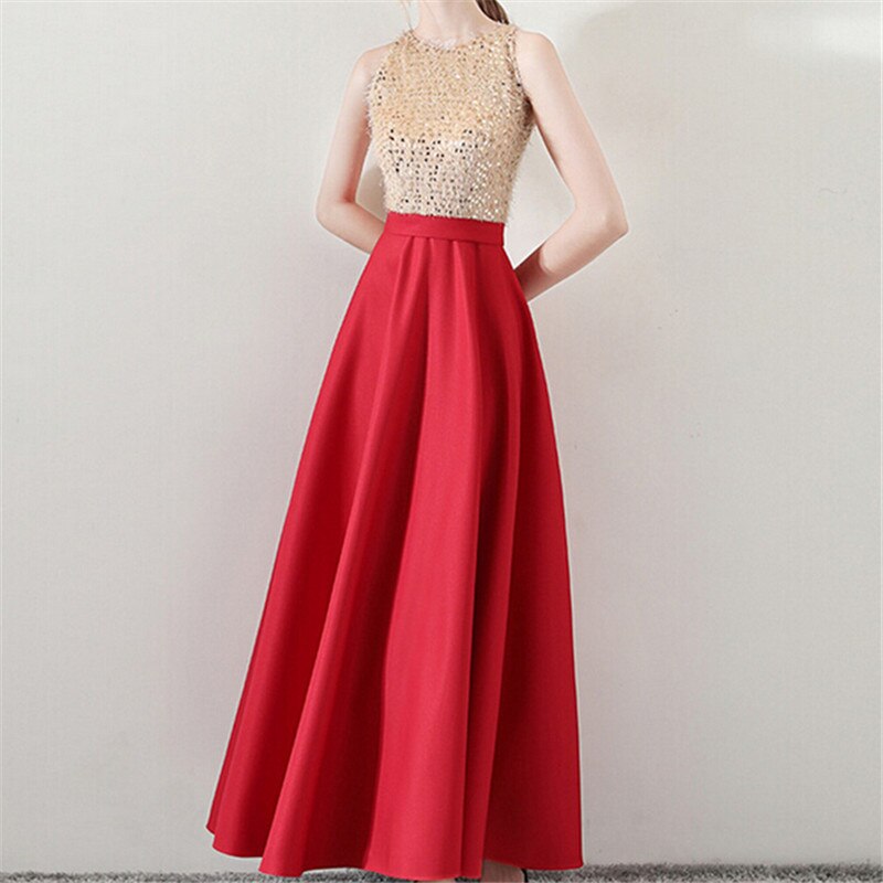 Women Formal Long Maxi Dress Elegant Woman Ethnic Style Stitching Evening Party Ball Prom Gown Sequins Dress 2019 New Dresses